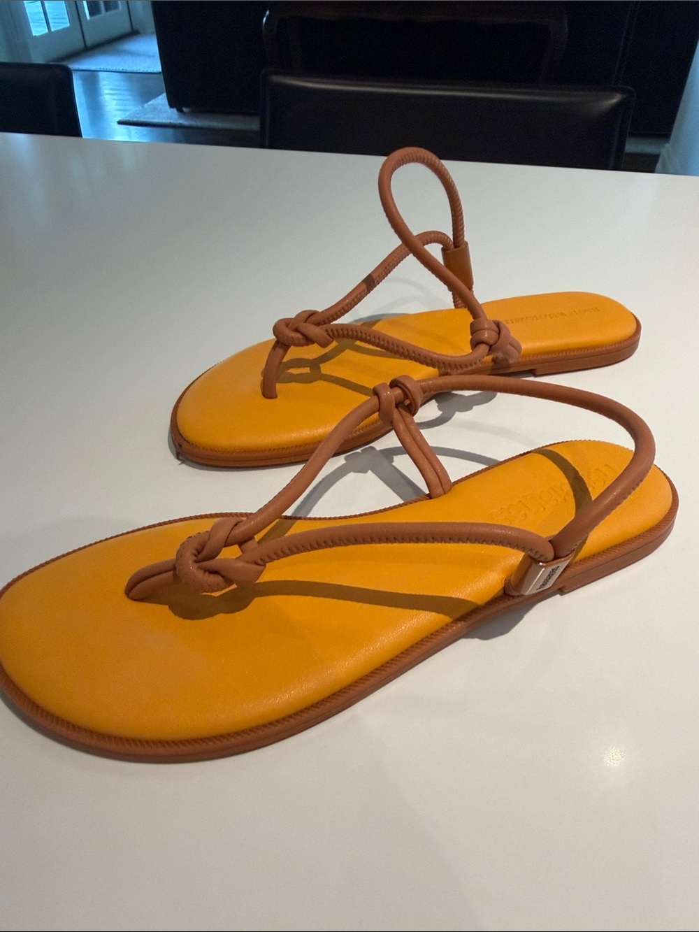 Havaianas Mustard Yellow Footbed Sandals with Tan Braided Straps